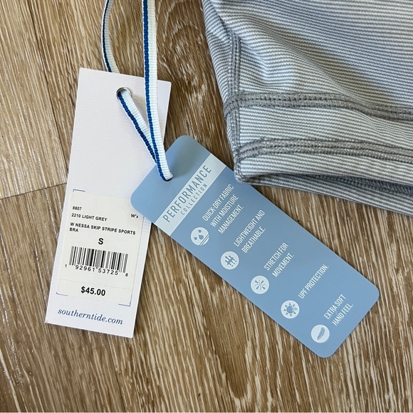 Light Grey Nessa Skip Stripe Sports Bra - Picture 2 of 4